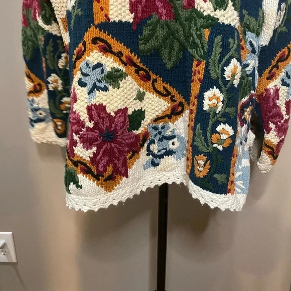 Vintage M.J. Caroll Colorful Floral Heavy Knit Sweater - Picture 7 of 11